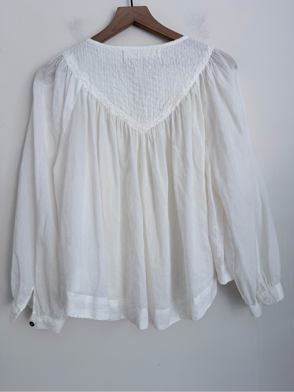 Free People Cool Meadow Blouse Top sheer flowy oversized cottage peasant XS - Picture 4 of 9